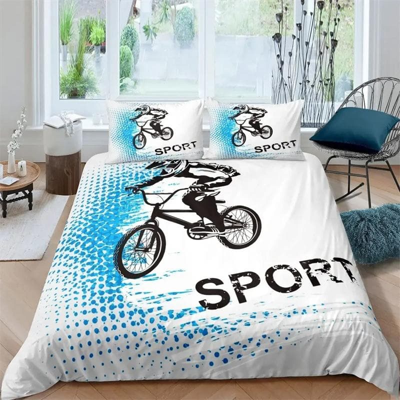 Mountain Bike Bedding Set,Duvet Cover Comforter Bed Set Quilt Cover Pillowcase,King Queen Twin Size Boys Girls Adults 180x210cm 3pcs