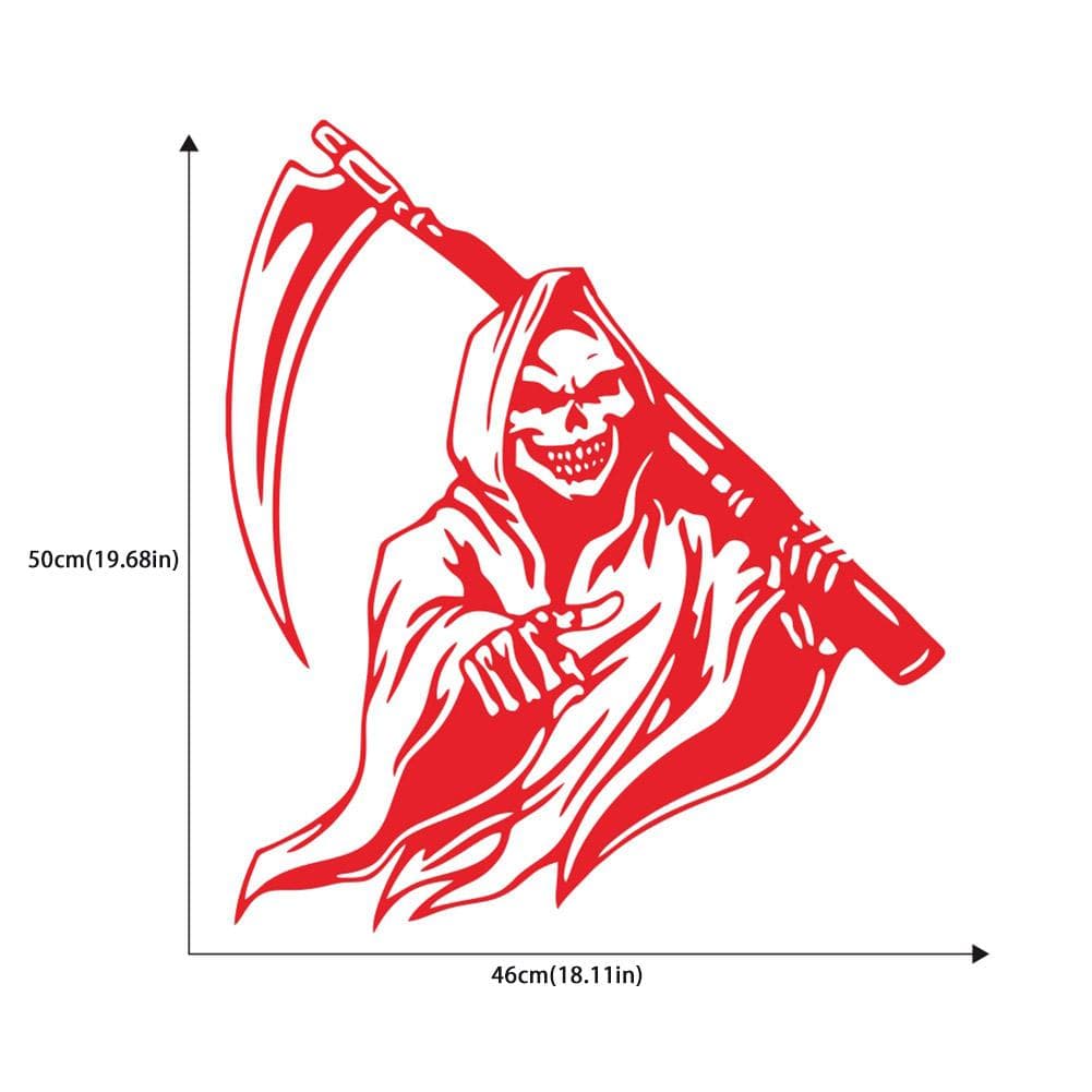 Grim Reaper Scythe Car Sticker Universal Adhesive Car Sticker Car Decorative Sticker red