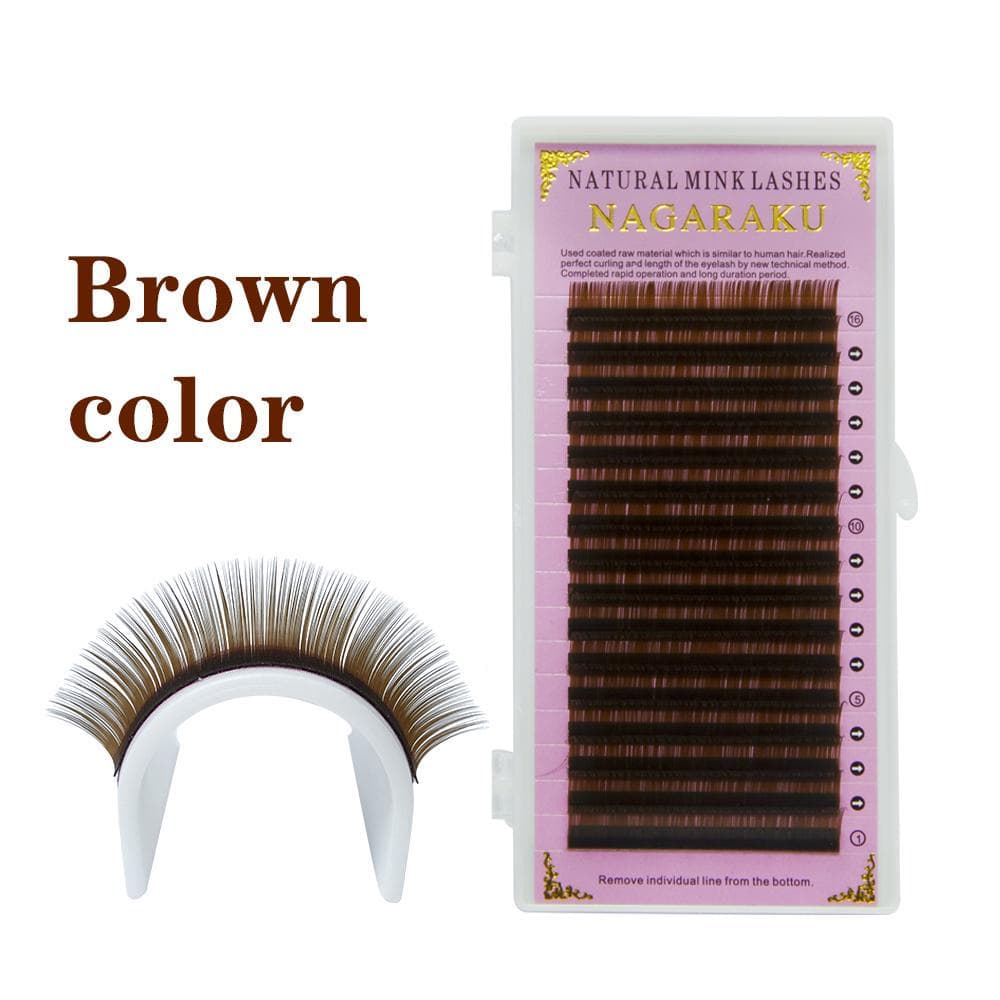 Brown Color Individual Eyelash Extension NAGARAKU 16 Lines Single Length Brown Color Premium High Quality Eyelashes 0.10C 15mm