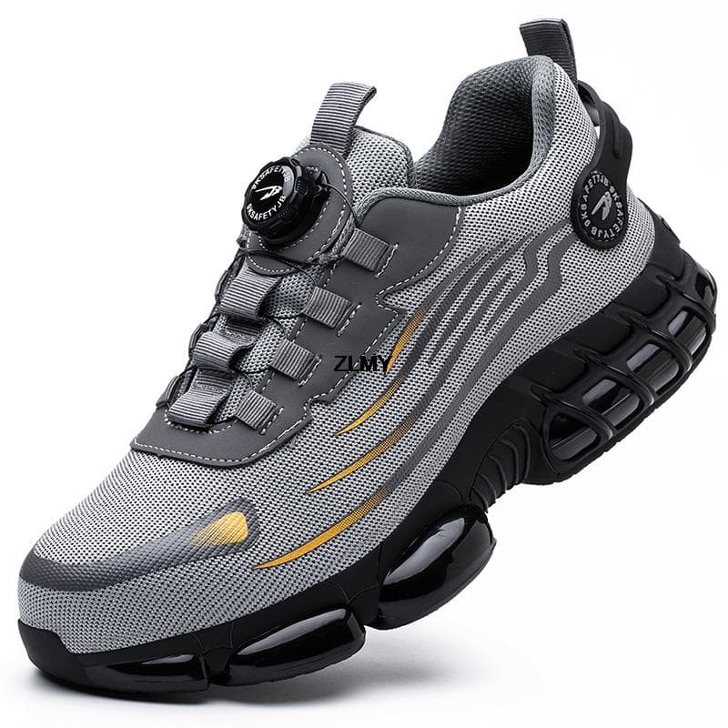 Fashion ZLMY Rotating Button Safety Shoes Men Steel Toe Sneaker Air Cushion Work Shoes Man Puncture Proof Work Safety Boots Protective 43