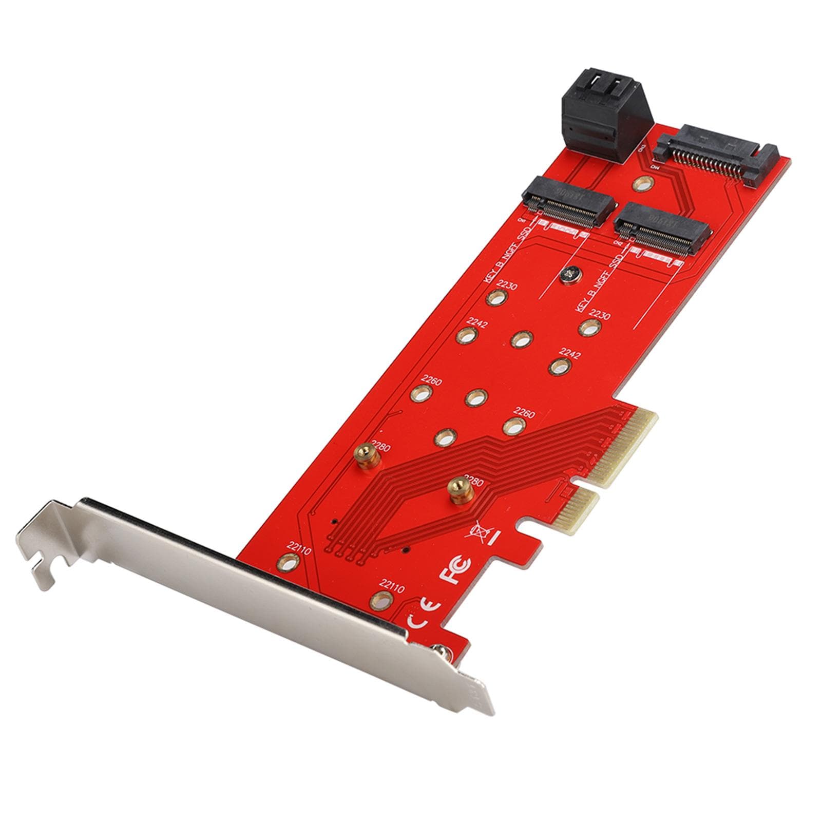 PCI-E 4X to M.2 BM KEY Adapter Riser Card Converter with Rich Interfaces for Multiple SSD