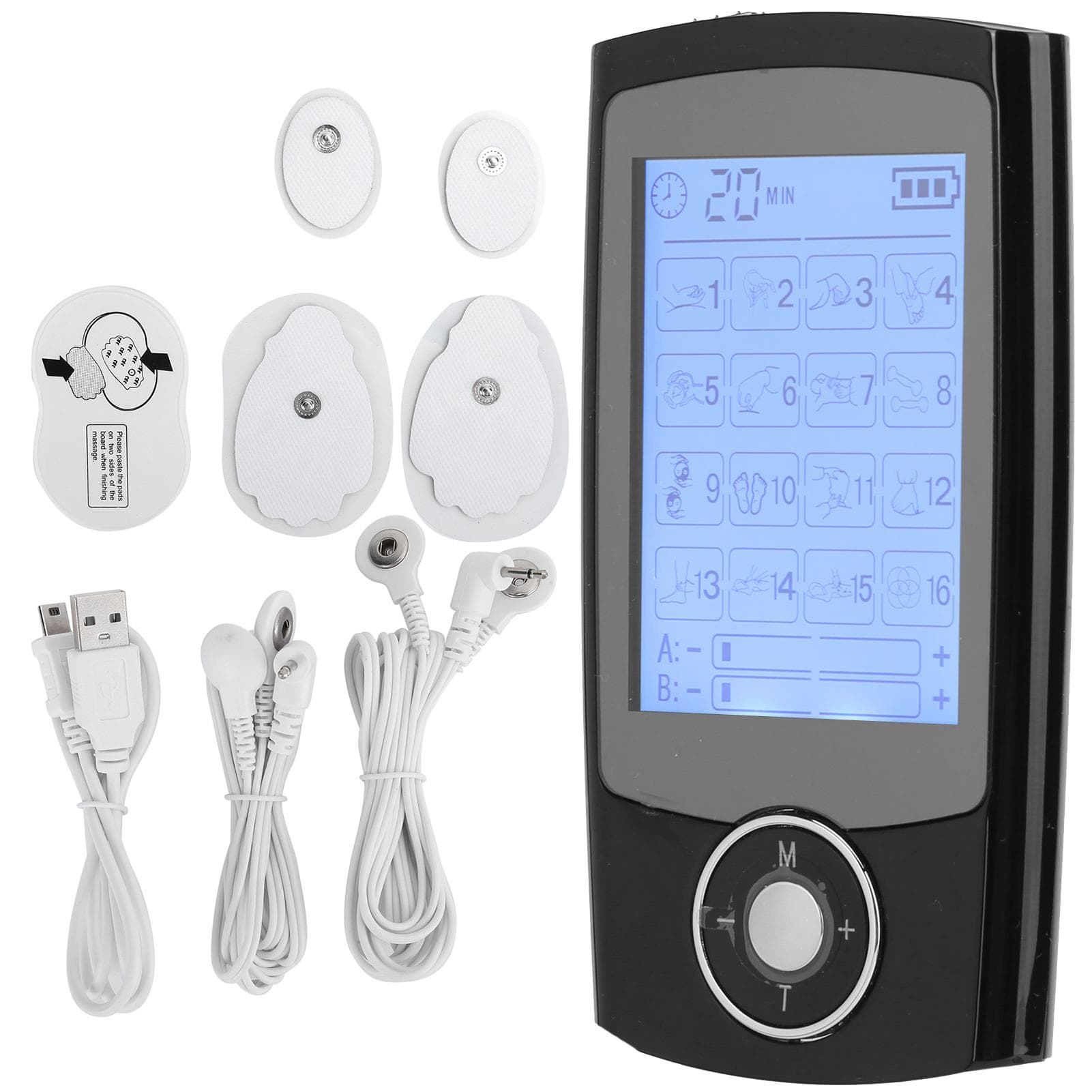 TENS Pulse Massager 16 Modes Digital Muscle Stimulator Massager Device 110‑240VEU Plug US PLUG