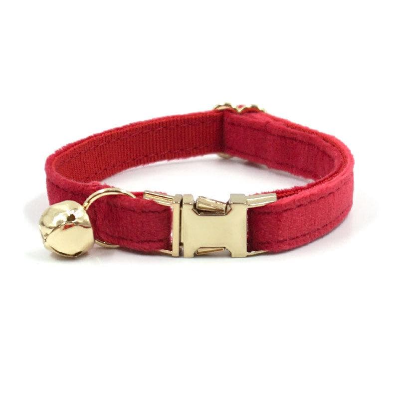 Velvet Cat Collar Personalized Tag Kitten Collars Necklace Bell Bow tie Small Collar red