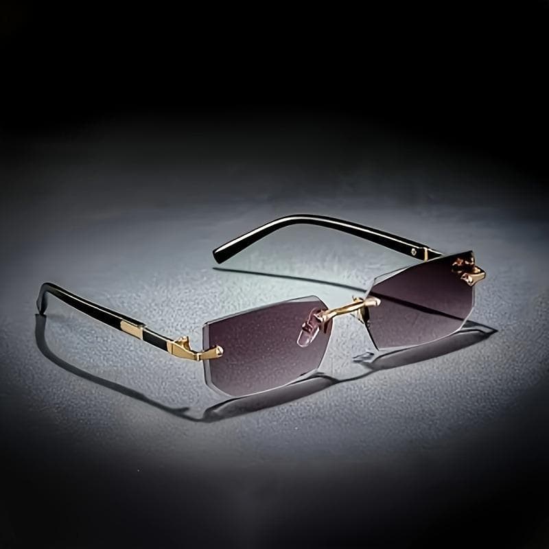 Men's Y2K Square Frameless Fashion Glasses Decorative Lens Regular Size for Daily Casual Wear