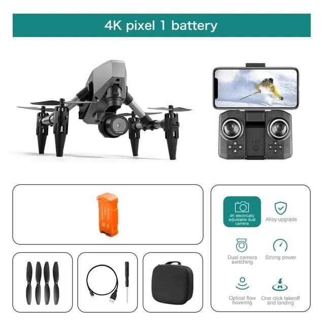 New XD1 Mini Alloy Architecture Drone 8K Professional Dual Camera 5G WIFI Four Sides Obstacle Avoidance Optical Flow Quadcopter 4k 1 battery black
