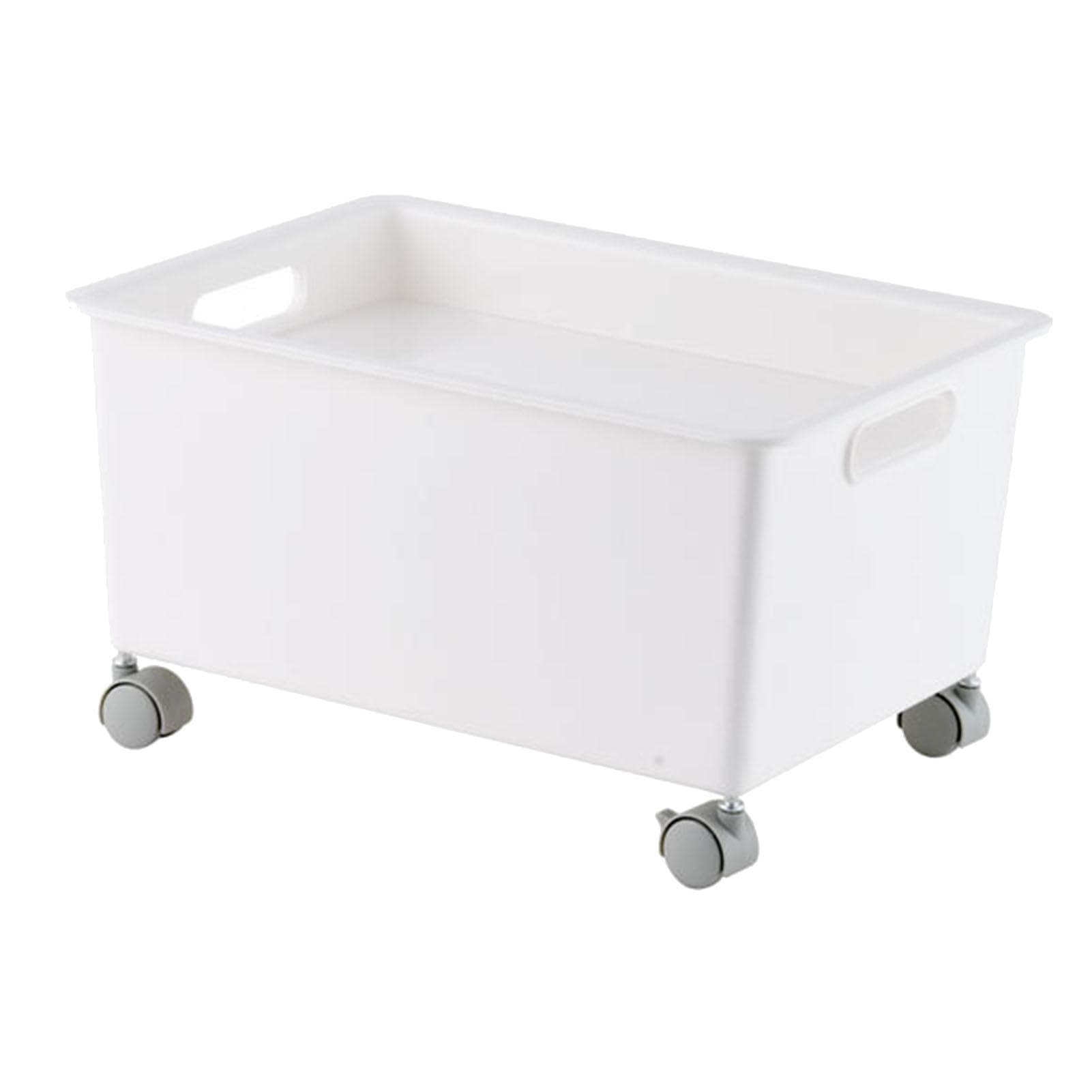 Storage Basket Roller Basket Premium PP Sturdy Portable Movable Easy Storage Large Capacity white