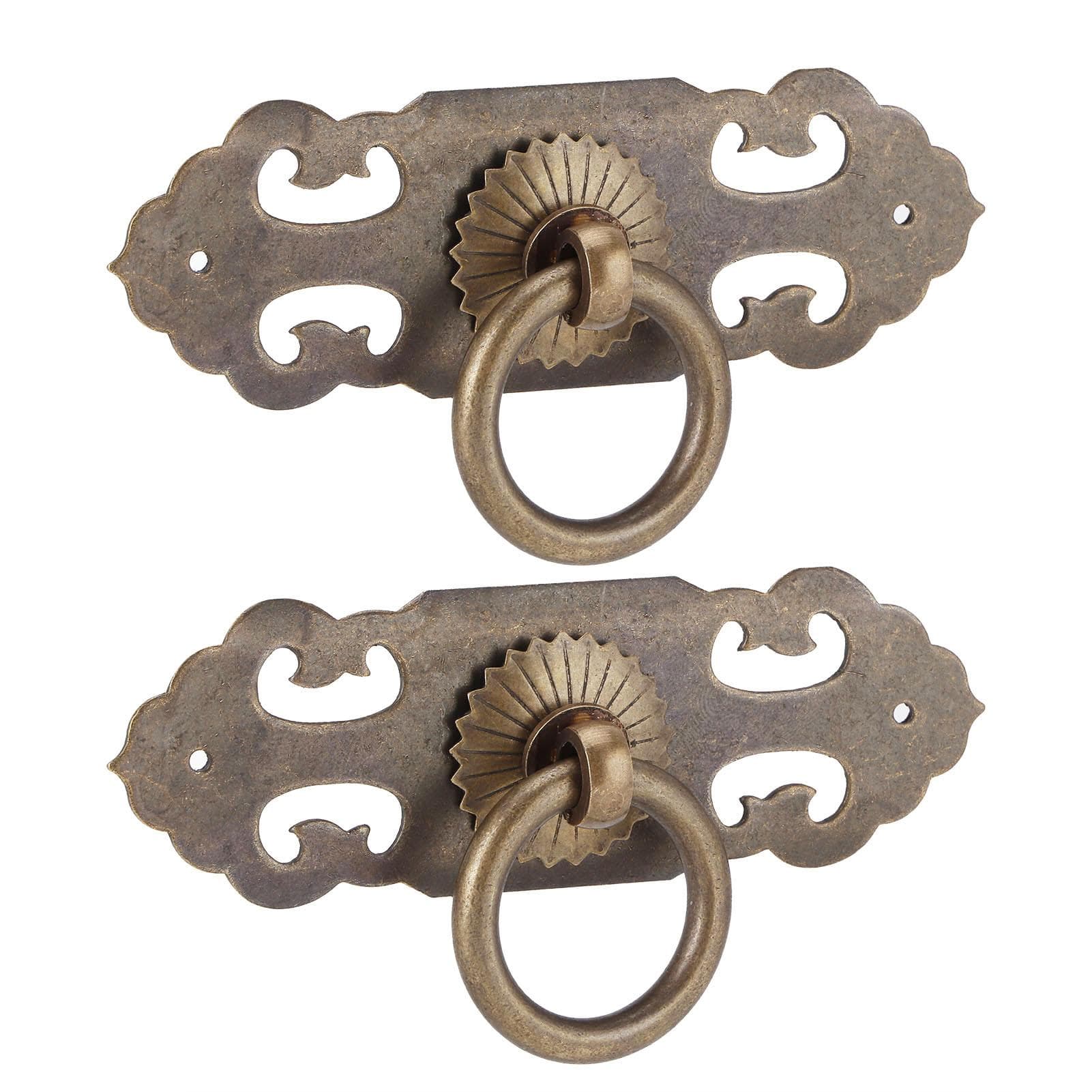 2 Sets 90mm Drawer Horizontal Handle Copper Antique Hollow Cabinet Handle Pull Furniture Parts