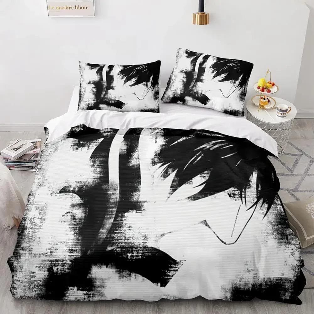 Death Note Bedding Set Single Twin Full Queen King Size Bed Set Adult Kids Bedroom Duvet cover Sets 3D Print Anime Death Note AU Single 140x210cm