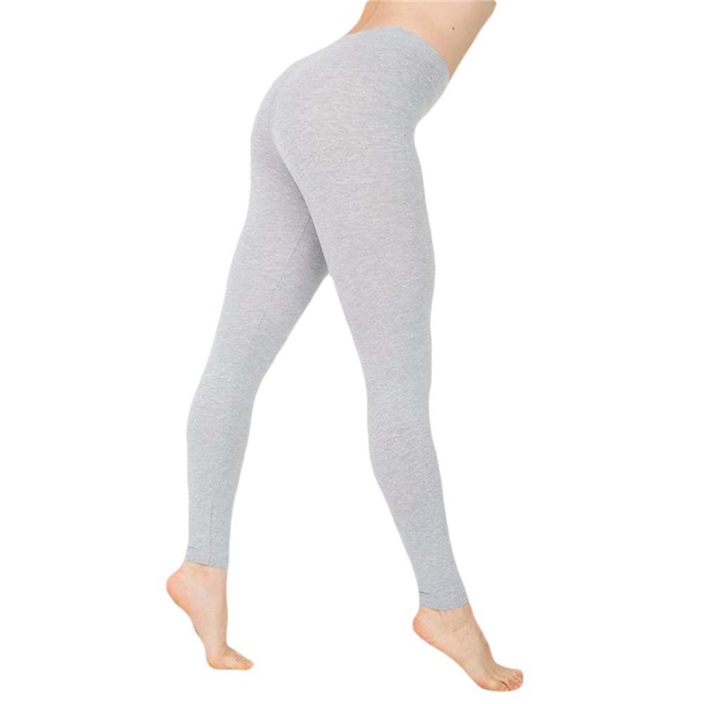 (M-4XL) Women Stretchy Leggings Solid Color Pencil Pants High Waist Slim Tights Trousers XXXL grey