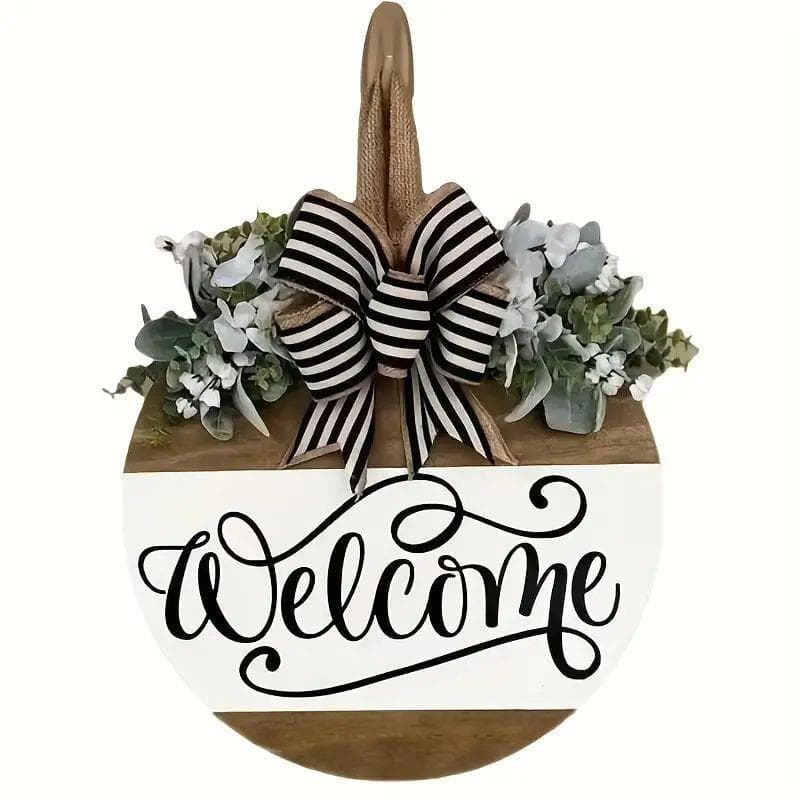 Wooden Welcome Sign ,Hanging Sign ,Suitable for All Seasons,Multi-functional Door Decoration,Garden Decoration,Wooden Material,Exquisite Appearance 30*30