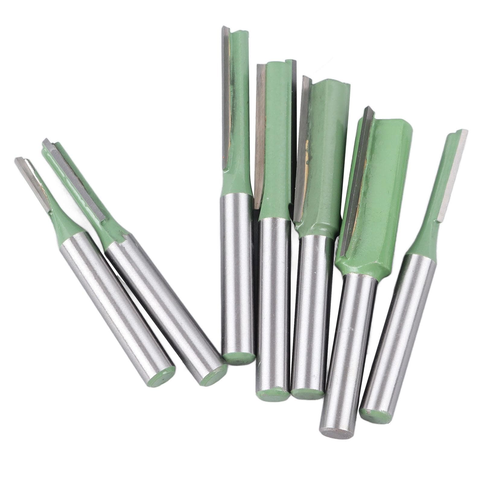 7Pcs Straight Bit Set 14 Shank Router Kit Carbide Woodworking Tools with Storage Box