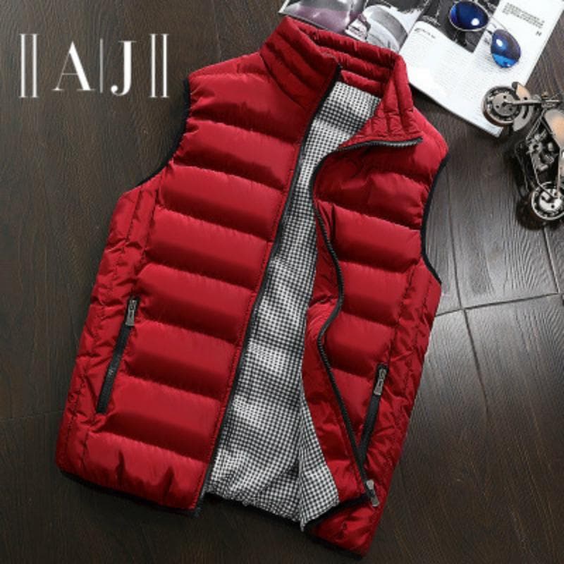 Men's Winter Stand Collar Warm Sleeveless Jacket Ultra Light White Casual Vest Men's Vest Large Size M-5xl XXXXL red