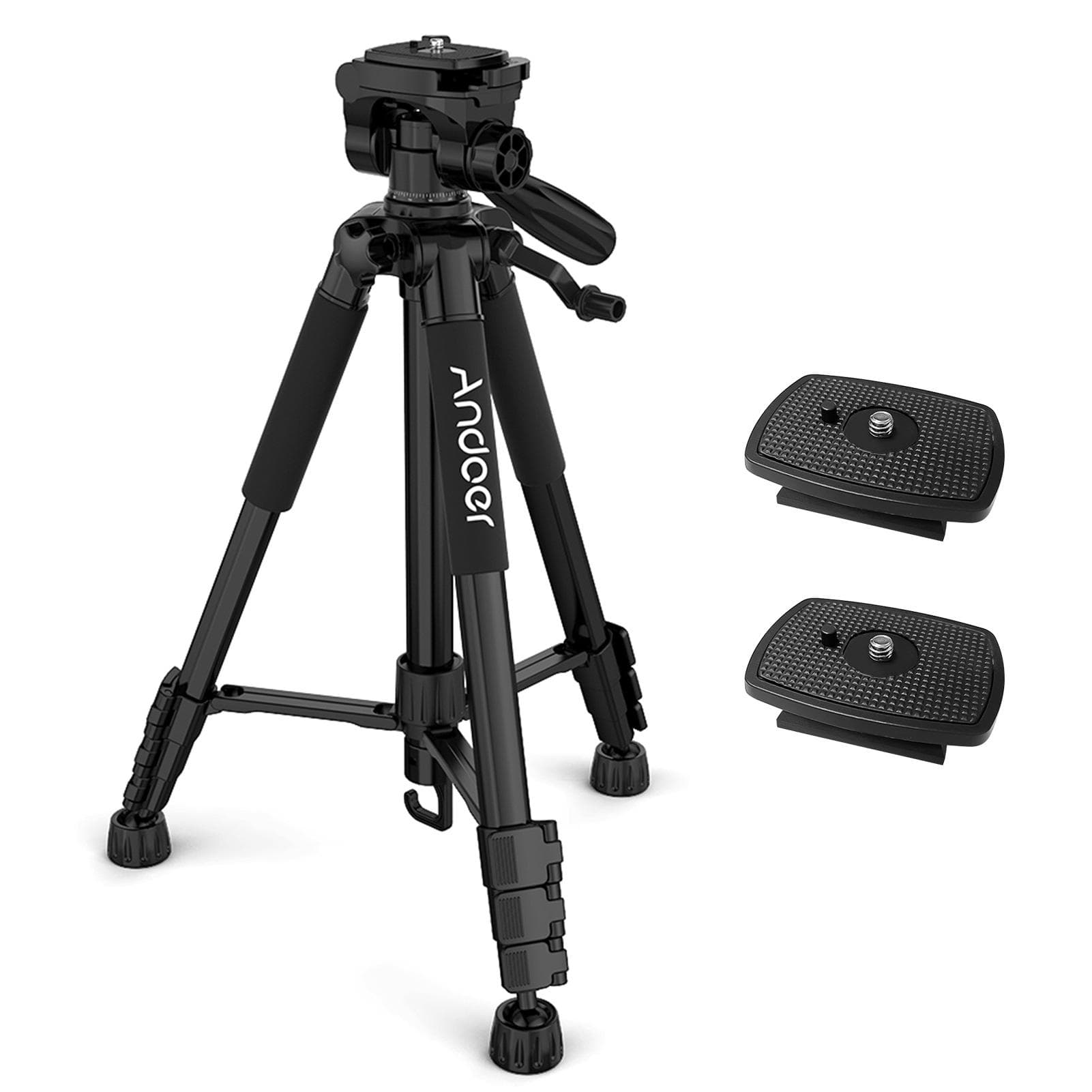 Andoer TTT-663N 57.5inch Travel Lightweight Camera Tripod Stand Phone Tripod for DSLR SLR Camcorder 3 QR Plates