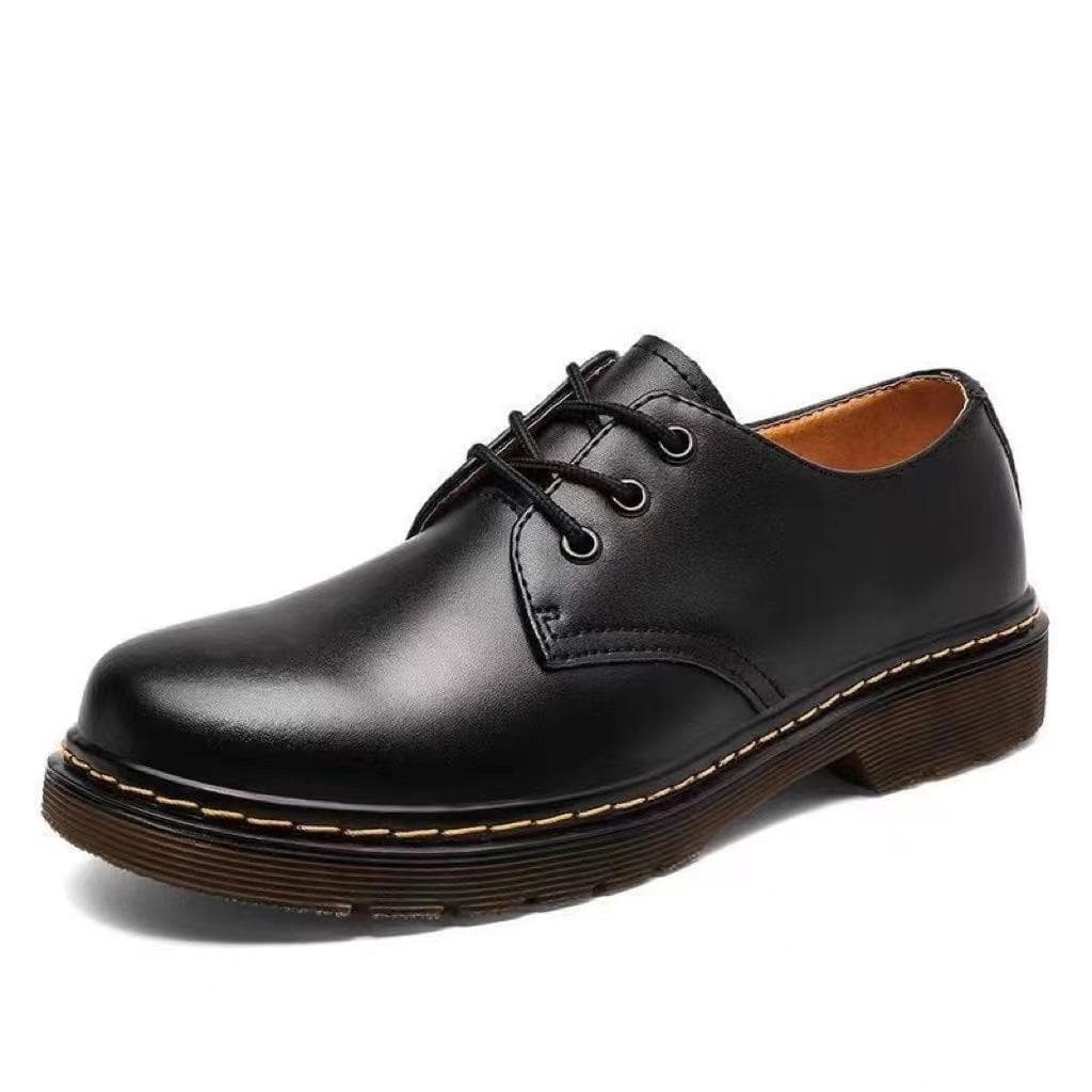 Fashion Men's Leather Shoes Luxury Outdoor Brand Thick Bottom Casual Oxford Shoes for Men Lace Up Loafers Beef Tendon Outsole Work Shoes 43 black