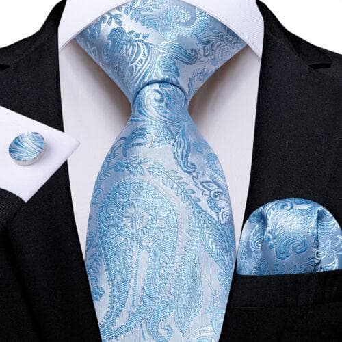 DiBanGu Mens Silk Necktie Set Striped Paisley Solid Tie Pocket Square Cufflinks N-7664
