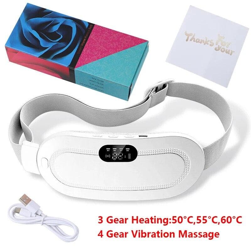 Women Smart Warm Palace Belt Relieve Period Cramp Pain Menstrual Heating Pad Vibration Massage Abdominal Relieve Menstrual Pain GERMANY white