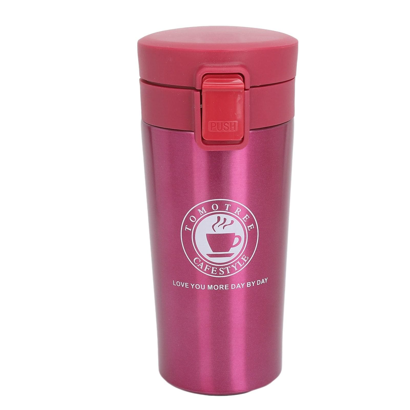 Insulated Coffee Cup Dual Layers Stainless Steel Portable Snap Flip Lid Insulated Coffee Bottle Red Red