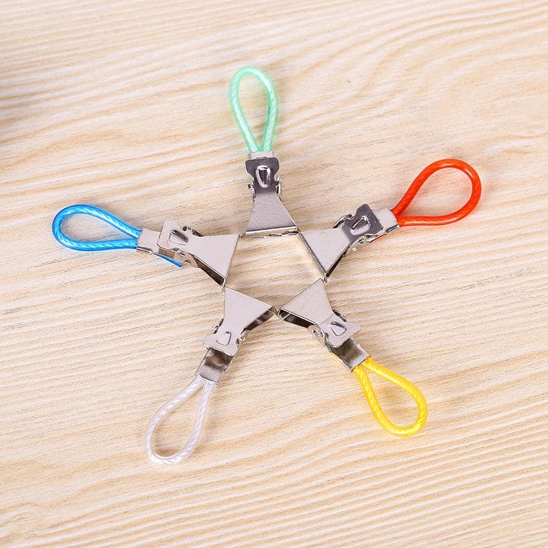 5Pcs Towel Clips Braided Loop Towel Clip With Metal Clamp Multipurpose Cloth Hanger For Home Bathroom Kitchen Storage 5Pcs