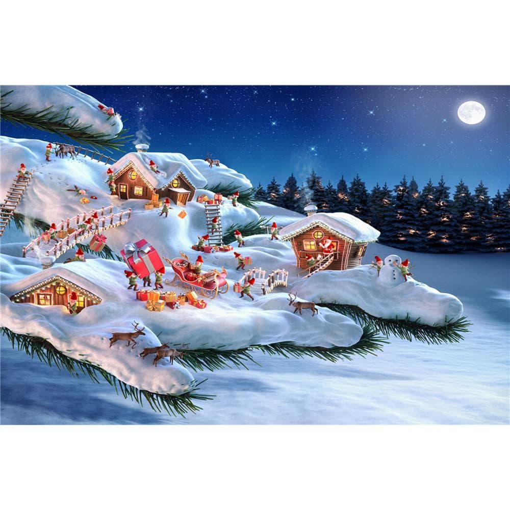 Diamond Painting Snow scenery Diy Full Round Diamond Embroidery Santa Claus Mosaic Rhinestone 20X30CM