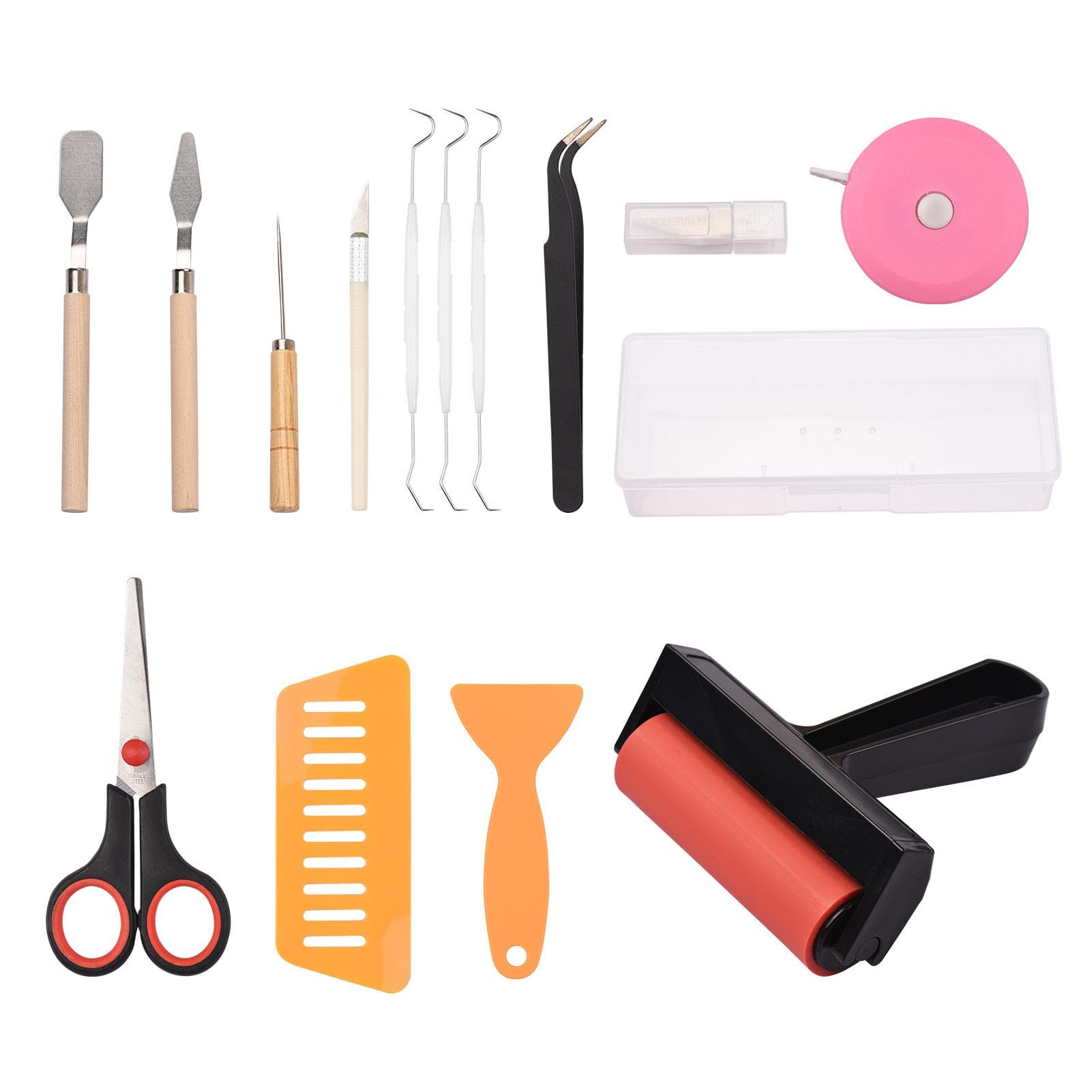 19pcs Craft Vinyl Weeding Tools Set with Brayer Tweezer Silhouettes Cameos Lettering Cutting DIY 19pcs