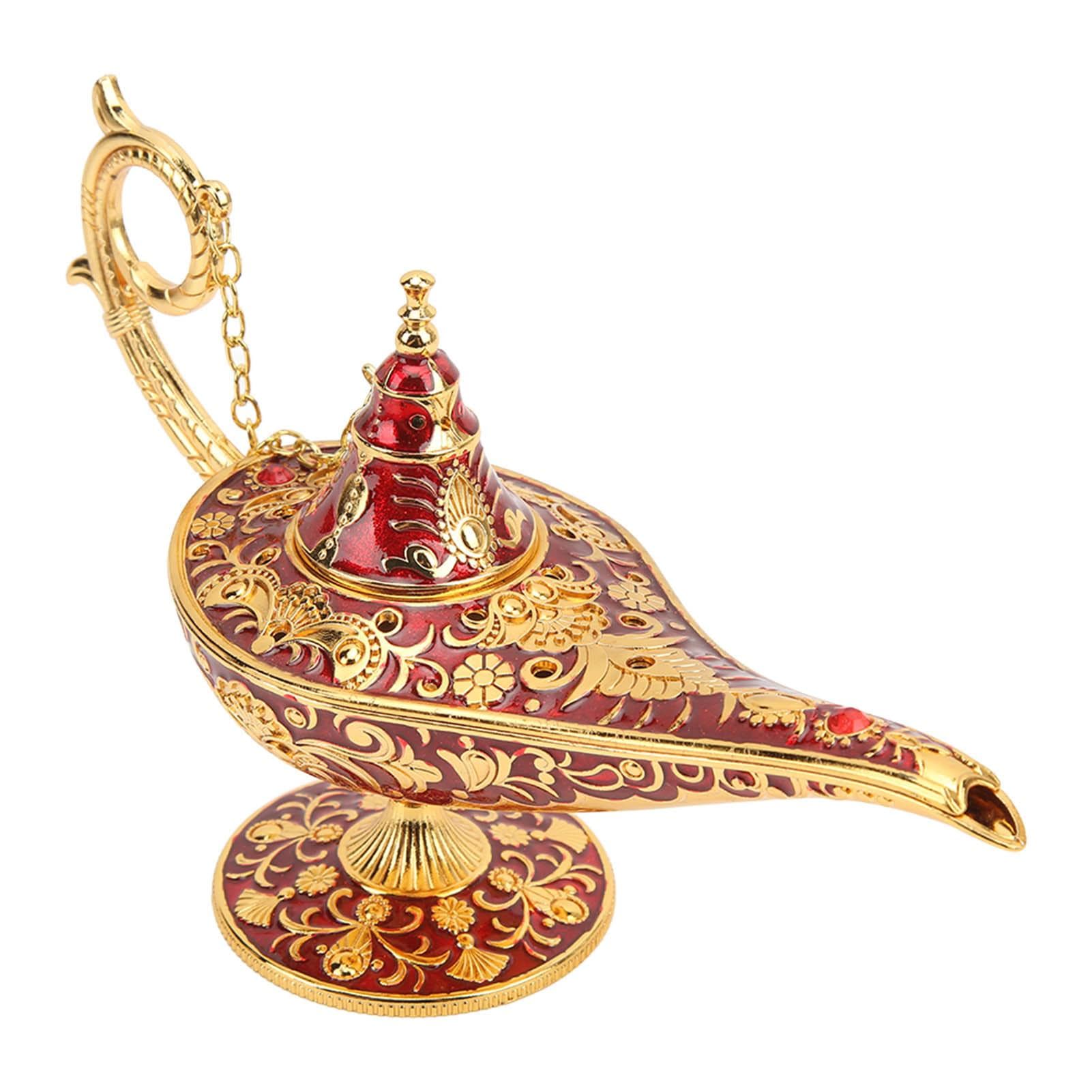 Magic Genie Lamp Red Zinc Alloy Antioxidant Fadeless Relief Pattern European Style Aladin Lamp for