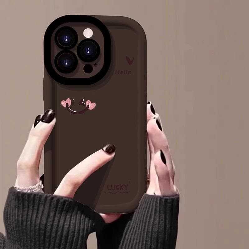 Pink Smiley Face Suitable for Apple 16promax Mobile Phone Case 15 Full-inclusive IPhone 14puls Puff 13mini12 Apple 16PROMAX