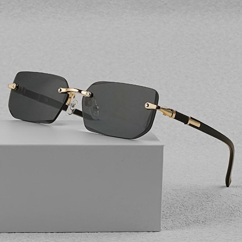 Trendy Rimless Rectangle Glasses for Men Women Black Lens Fashion Eyewear Classic Design for Casual Wear