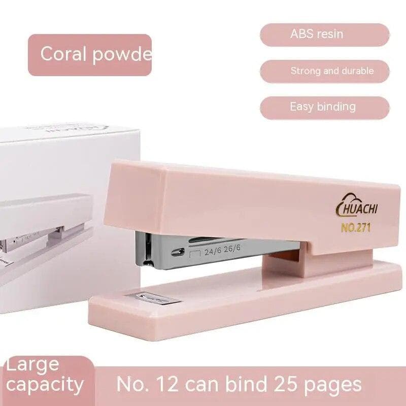 Fashion Stapler Desk Binding Binder Book Durable Paper Stapling Fashion Colors School Supplies Stationery Office Accessories pink