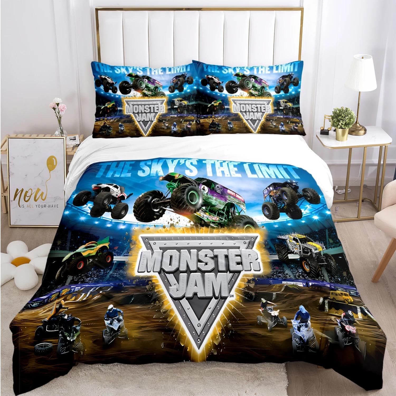 Cartoon Monster Truck All Season Duvet Cover Comforter Bedding sets Soft Quilt Cover and Pillowcases SingleDoubleQueenKing AU Single 140x210cm