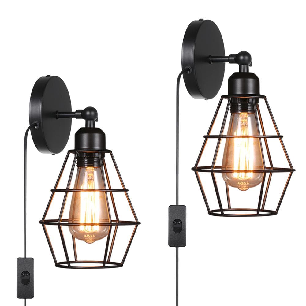 Tomshine AC 220-240V Wall Light Shade E27 Base with Switch Indoor Wall Sconce Vintage Style EU Plug