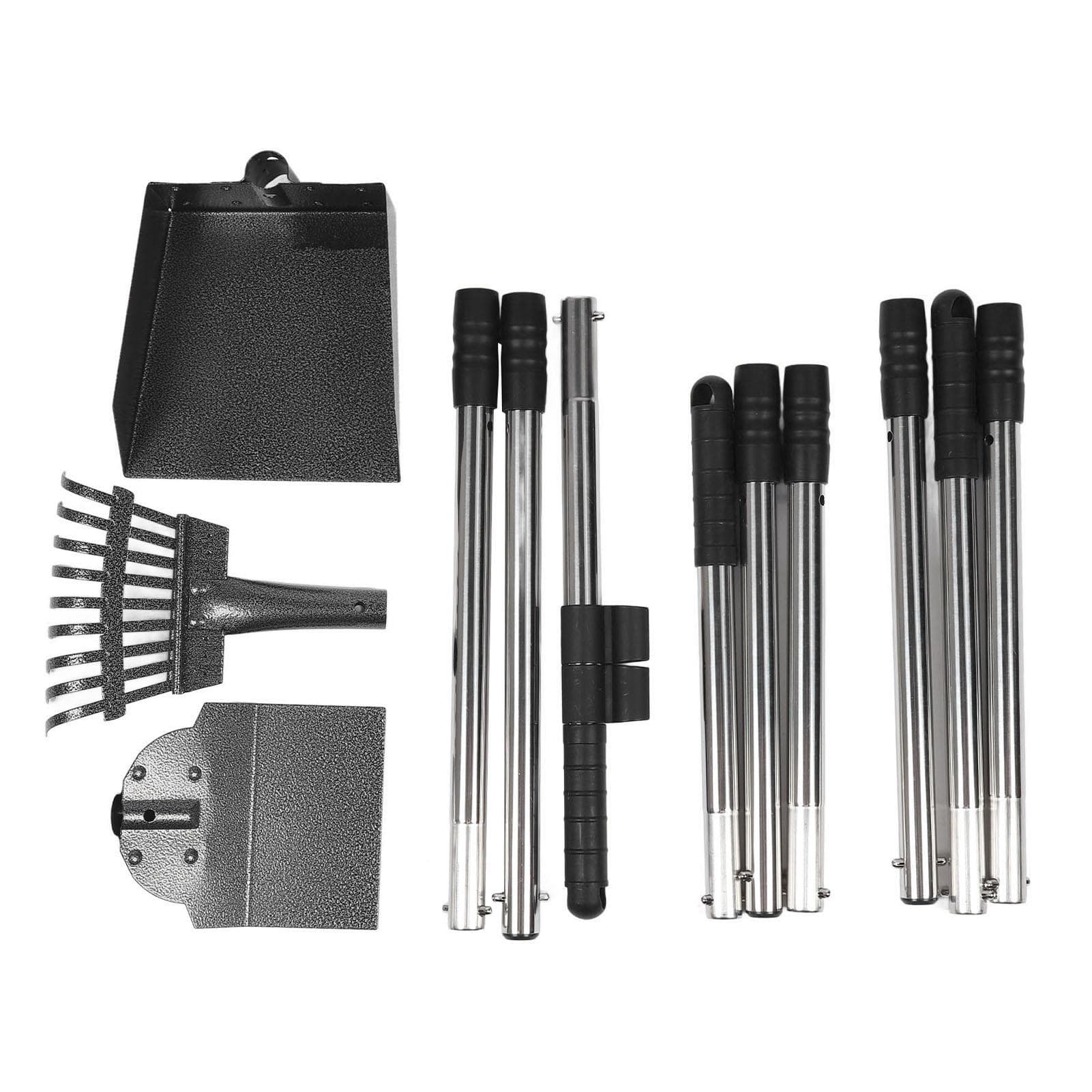 Dog Pooper Scooper Adjustable Long Handle Tray Rake Shovel Set Portable Pet Waste Removal Scoop black