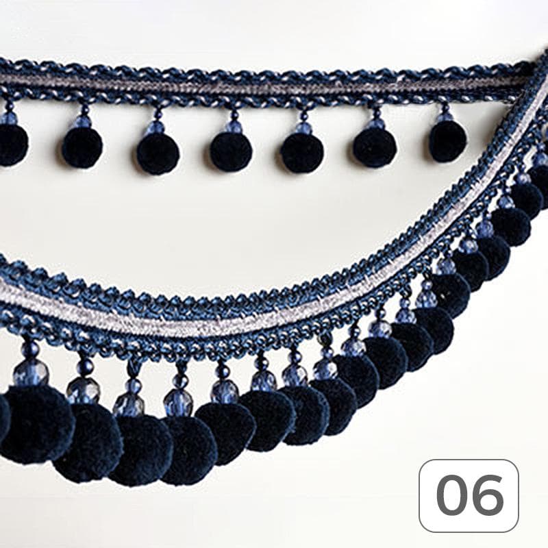 1 Meter Pompom Ball Fringe Embroidery Ribbon Tassel Edge Trim Curtains Cushion Upholstery Fringe Sewing Diy Decor Supplies 2M
