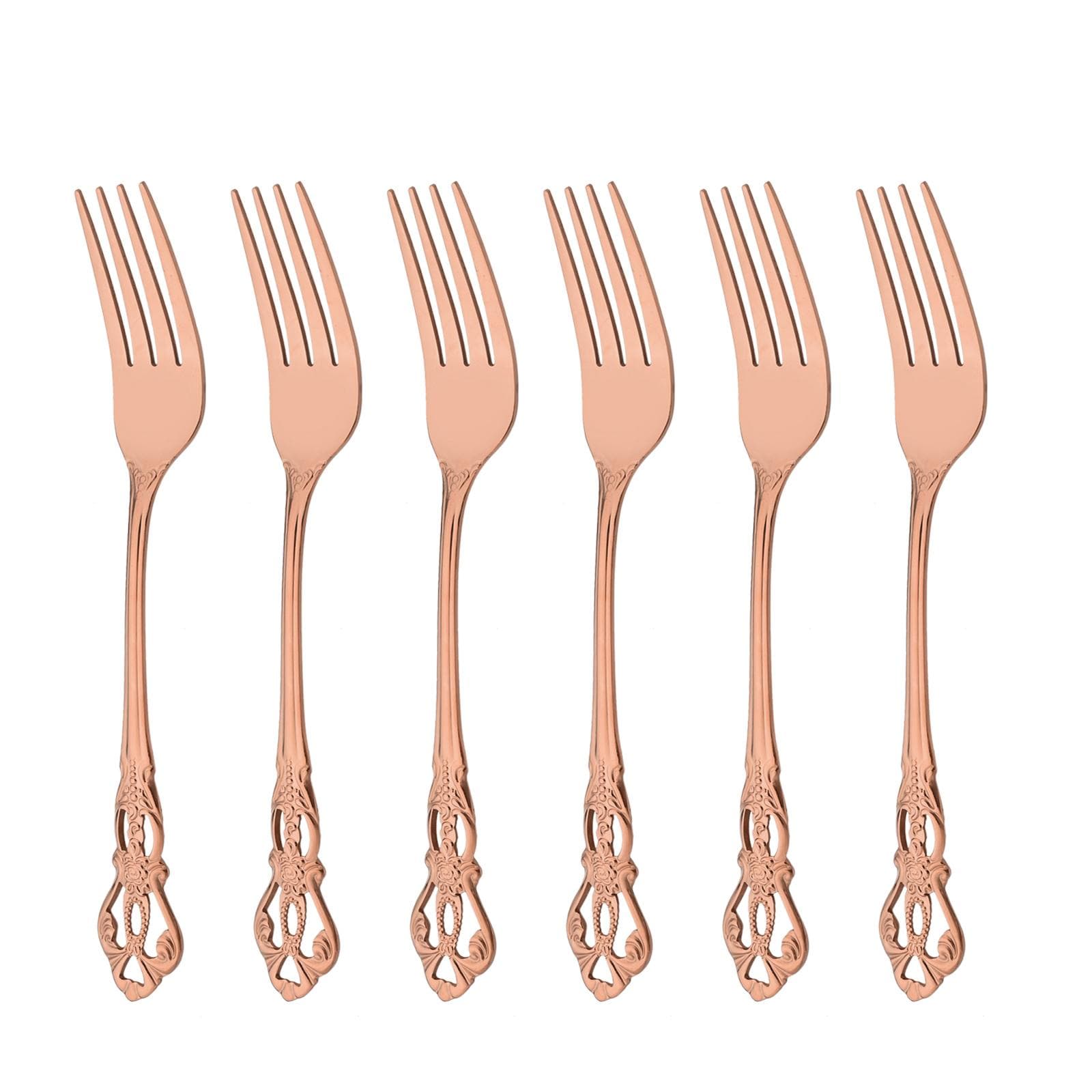 6/8/32Pcs Western Stainless Steel Cutlery Set Rose Gold Dinnerware Kitchen Tableware Knives Forks Spoons Utensils 6pcs dinner fork