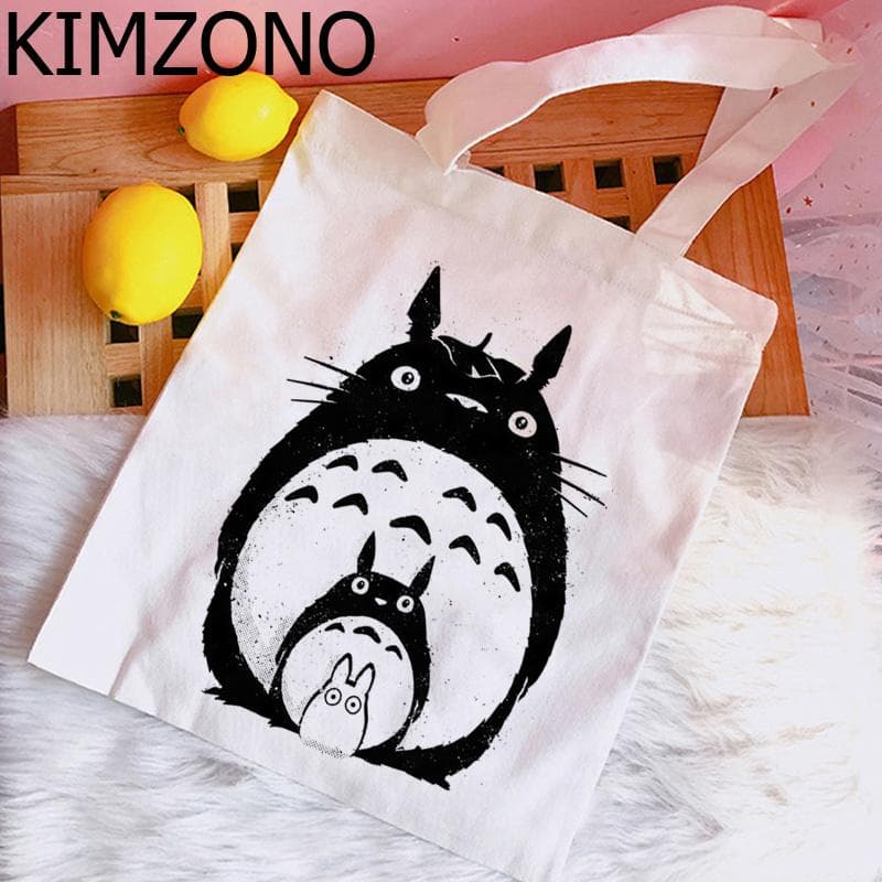 Studio Ghibli Totoro Spirited Away shopping bag bolso reusable jute bag canvas bolsa bag sacola jute boodschappentas cloth 24*26cm