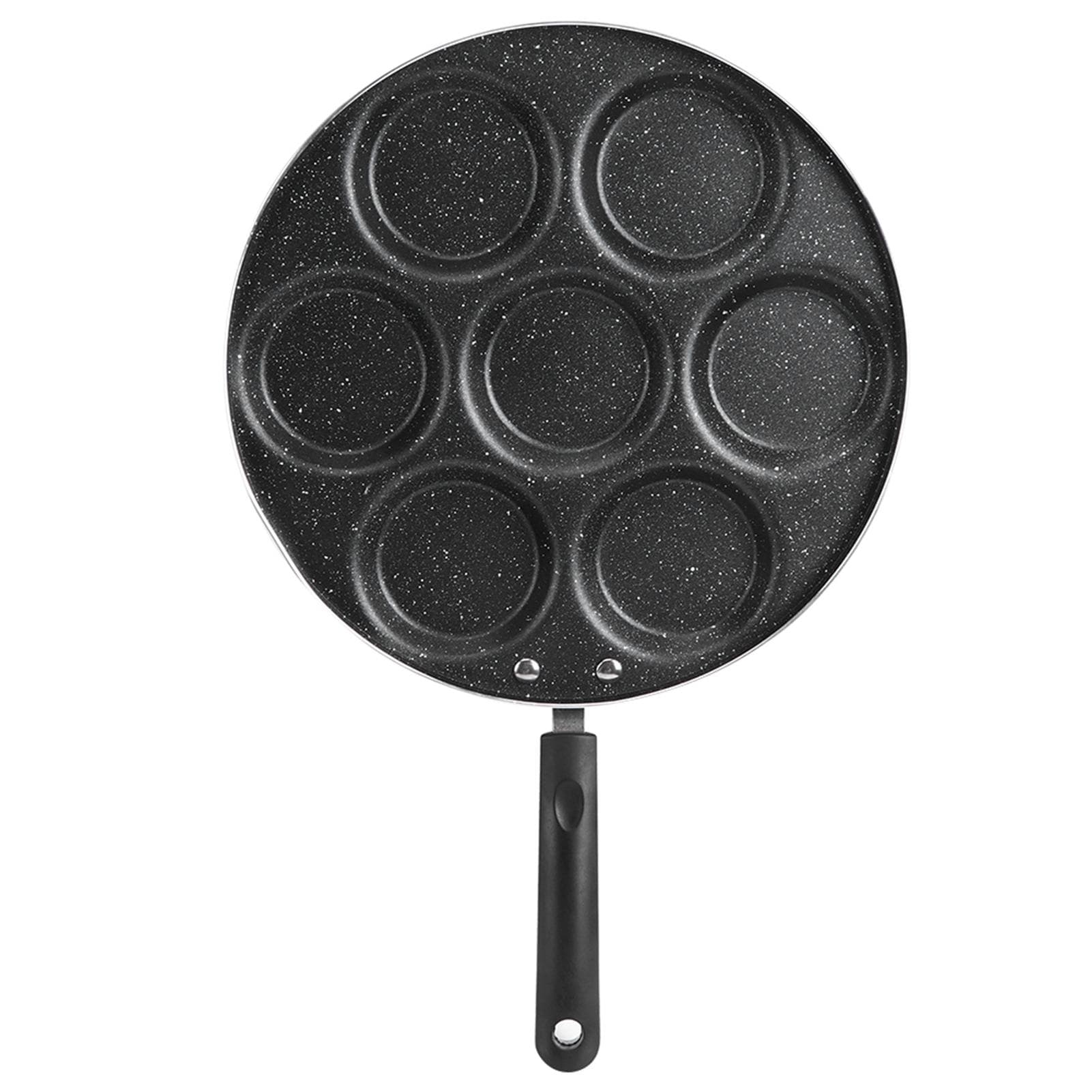 7 Holes Frying Pan Non Stick Fried Eggs Cooking Pan Burger Mold Household Kitchen Cookware L white