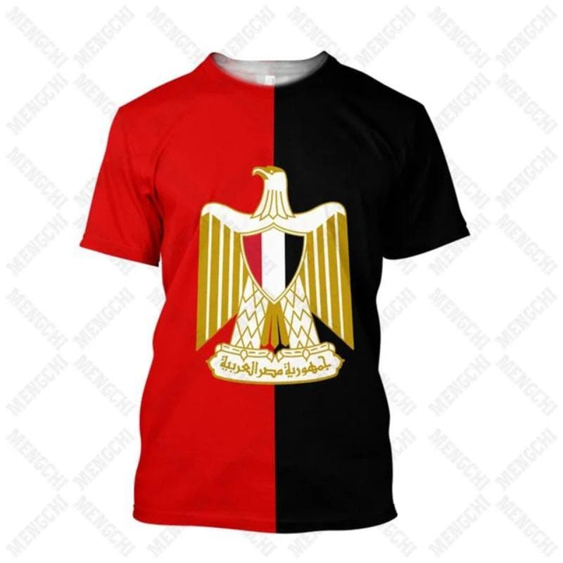 Egypt Flag & Coat of Arms Graphic Tee Summer Casual Pullover Men's Fashion O-neck T-shirts Boys Oversized Short Sleeve Tops XL