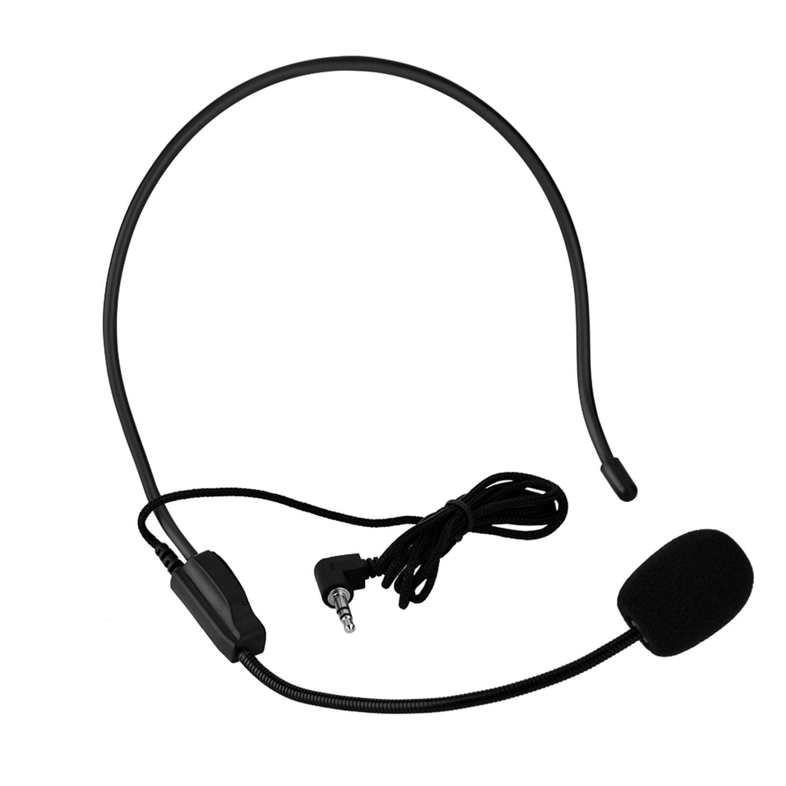 Mini 3.5mm Head Mounted Wired Microphone Condenser MIC for Voice Amplifier Speaker white