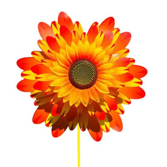 Sunflower Pinwheel 3-Tier Sunflower Garden Wind Spinner Ground Insert Yard Decor Windmill 36cm orange