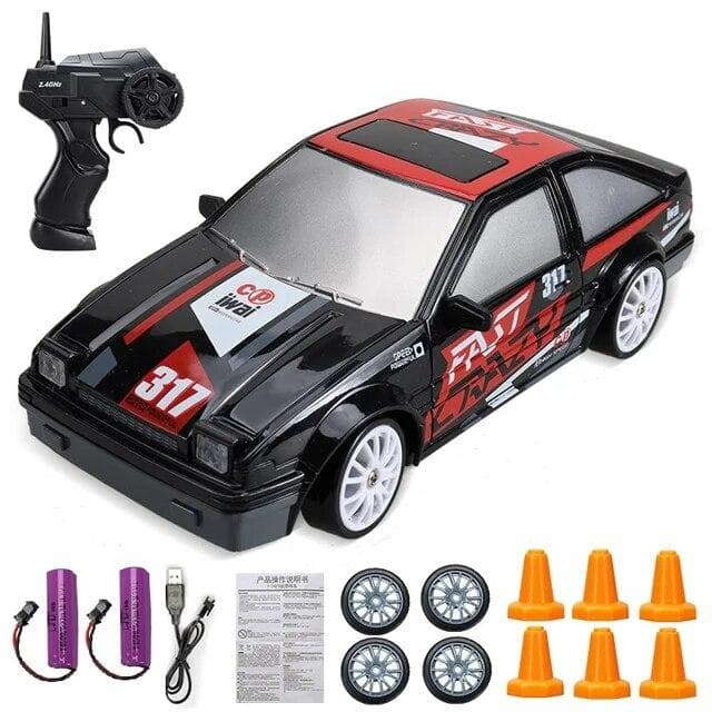 2.4G High speed Drift Rc Car 4WD Toy Remote Control AE86 Model GTR Vehicle Car RC Racing Cars Toy for Children Christmas Gifts red/black