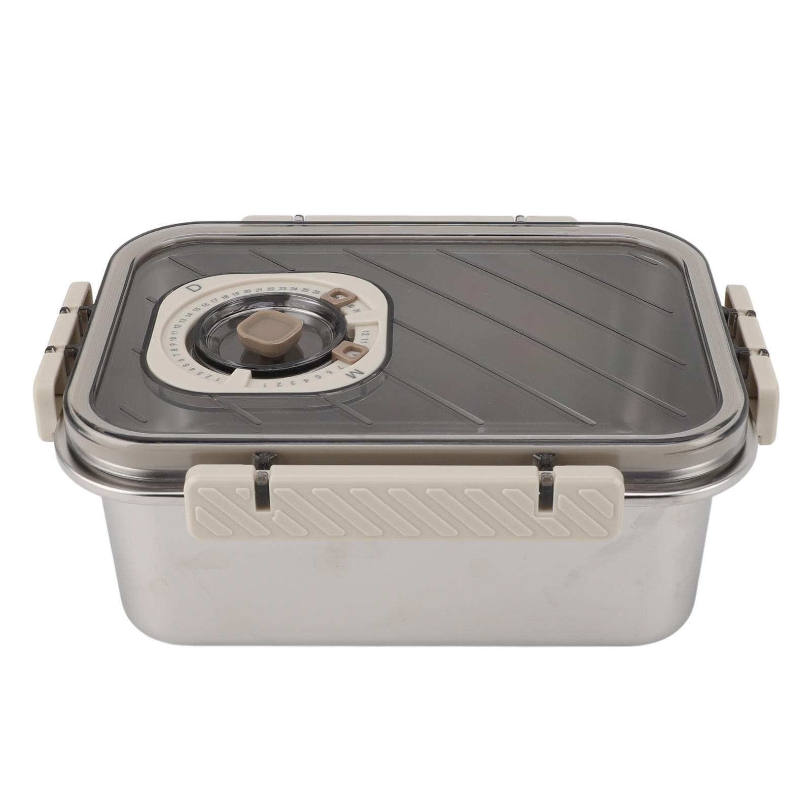 Fridge Food Storage Container with Lid 304 Stainless Steel PP Leakproof Food Preservation Box for 22*16*9cm beige