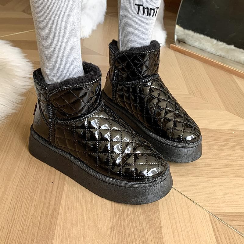 New Women's Snow Boots Winter Warm Plush Boots Women's Winter Casual Shoes Women's Ankle Fashion Boots Platform Shoes 41 black