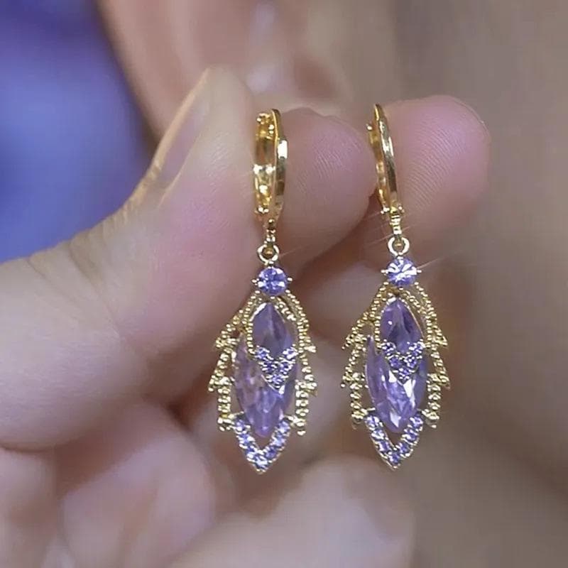 2024 Luxurious Purple Leaf Earrings: Elegant, Face-Slimming, and Versatile Fashion Statement