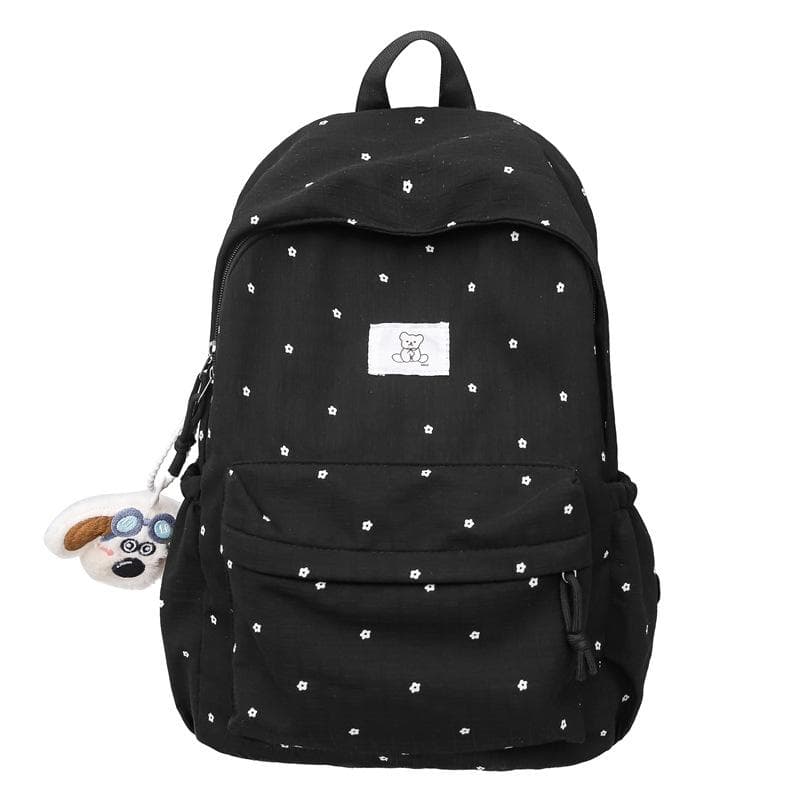 Student Schoolbag Women's Backpack Small Floral Print Backpack black