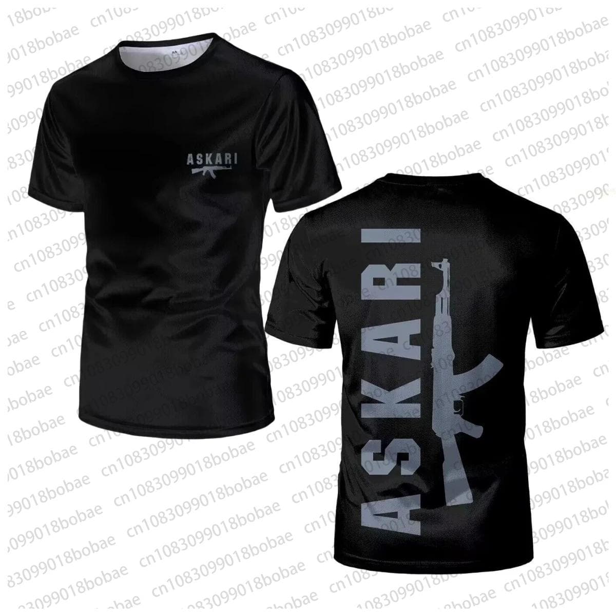 ASKARI Boxing Fighting Match Design 3D Men Fitness Short Sleeve T-shirt Breathable Mesh Sports Tees for Male Outdoor Trainning 3XL