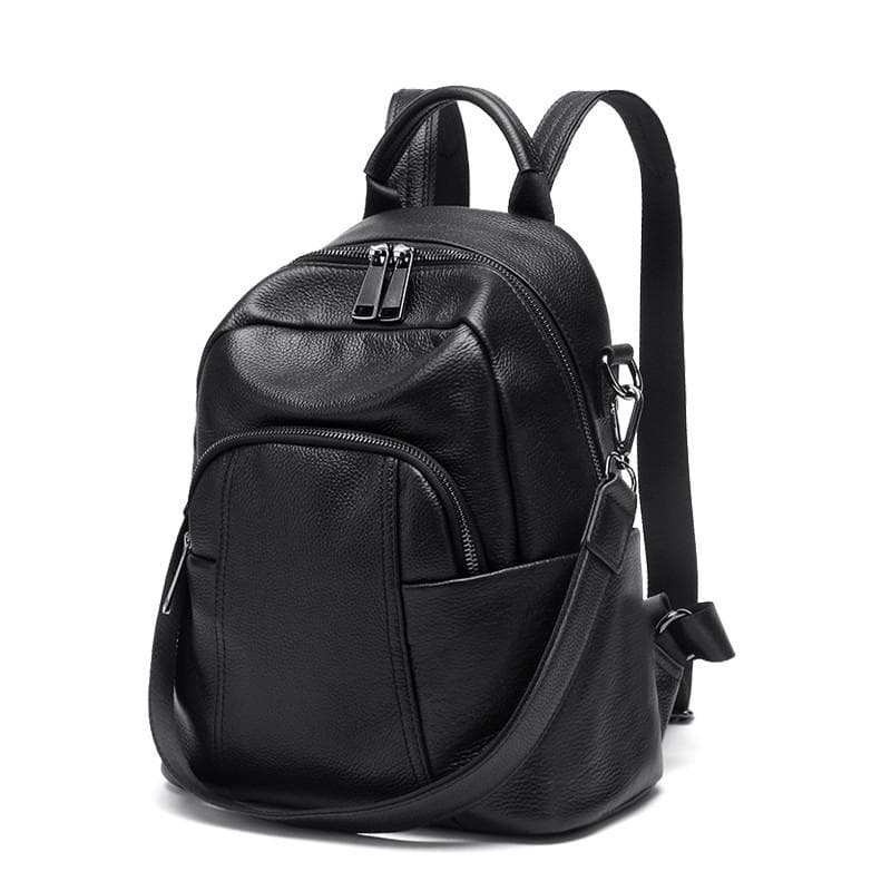 European and American Style Backpack, Women's Leather Fashionable Travel Bag black