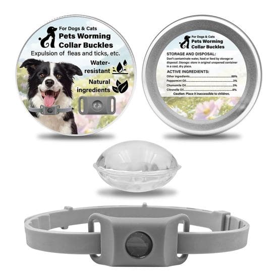 Flea Prevention Tag for Dogs Natural Ingredients Tick Repellent Tag Waterproof B grey