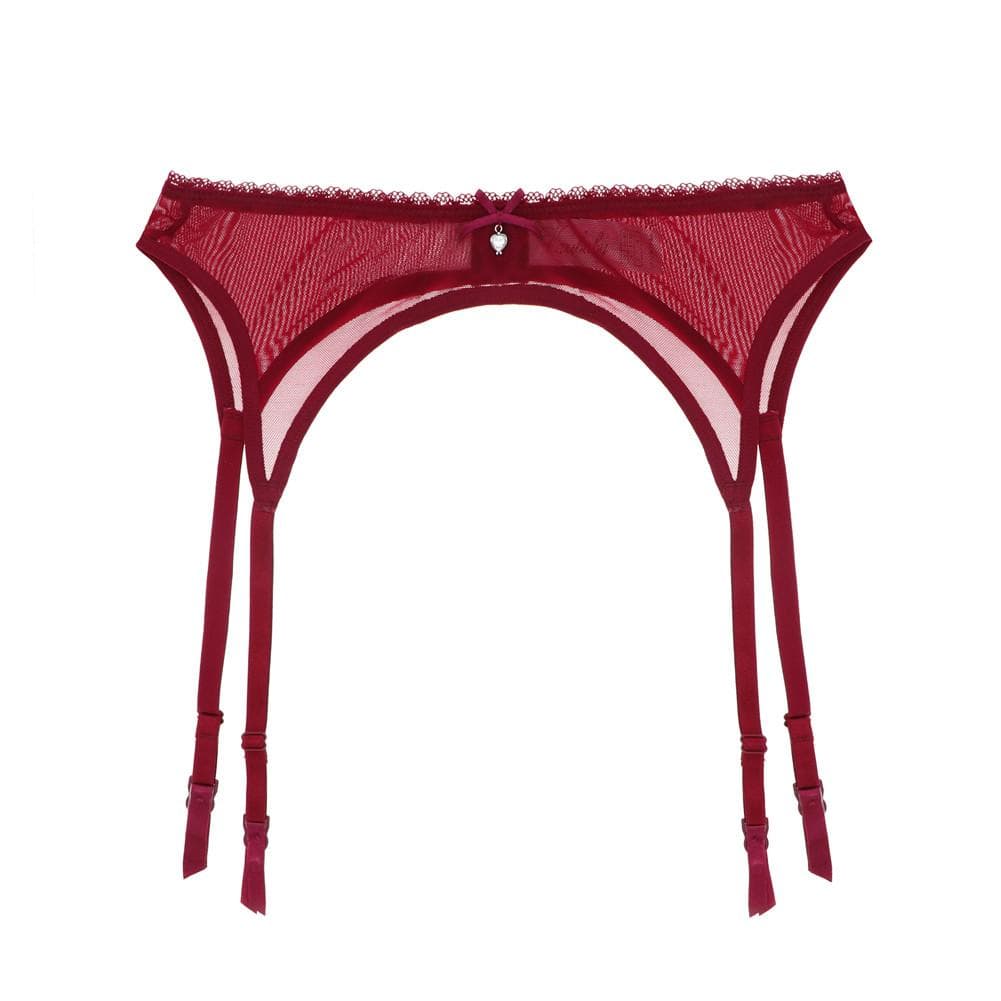 Varsbaby Transparent Solid Underwear Garter Belt XL wine red