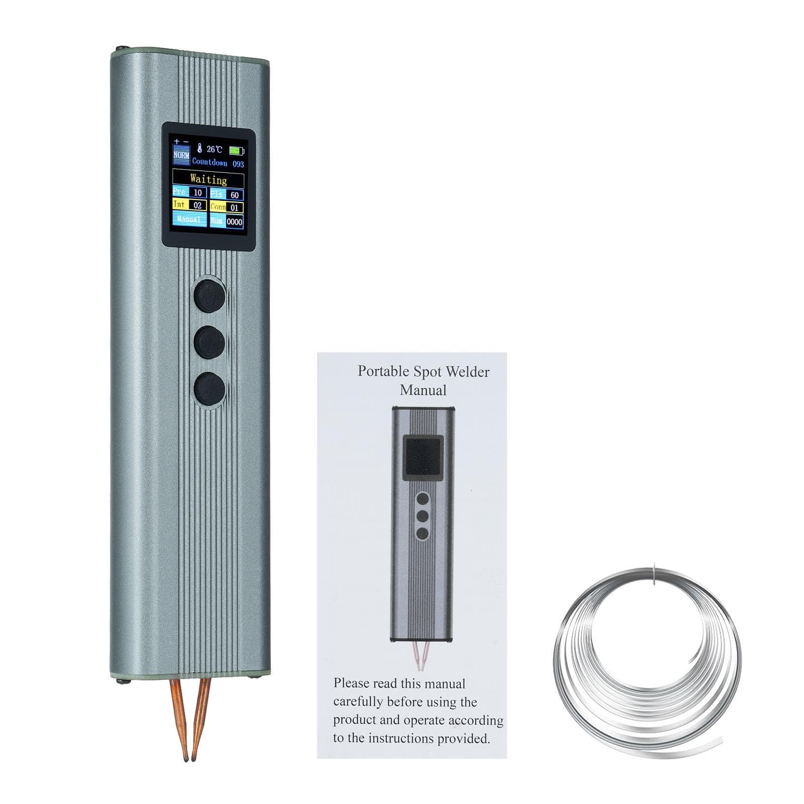 Battery Spot Welder Portable Spot Welder 2200mAh Lithium Battery 1.33inch TFT Color Screen Display grey