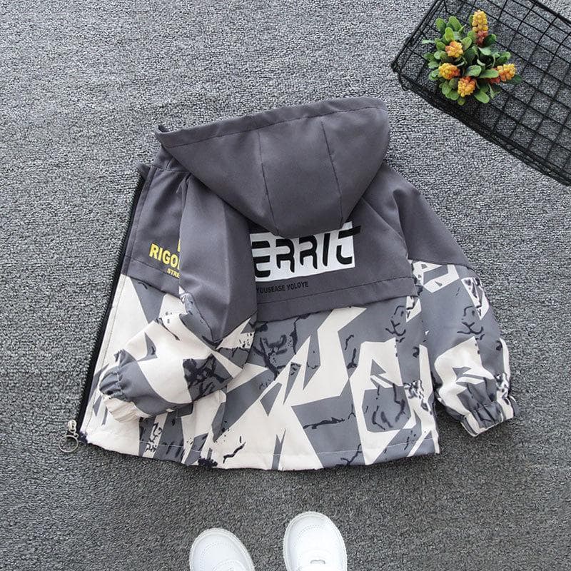Spring Autumn Jacket for Boy Fashion Patchwork Windbreaker Casual Hooded Coat Children's Clothing 140