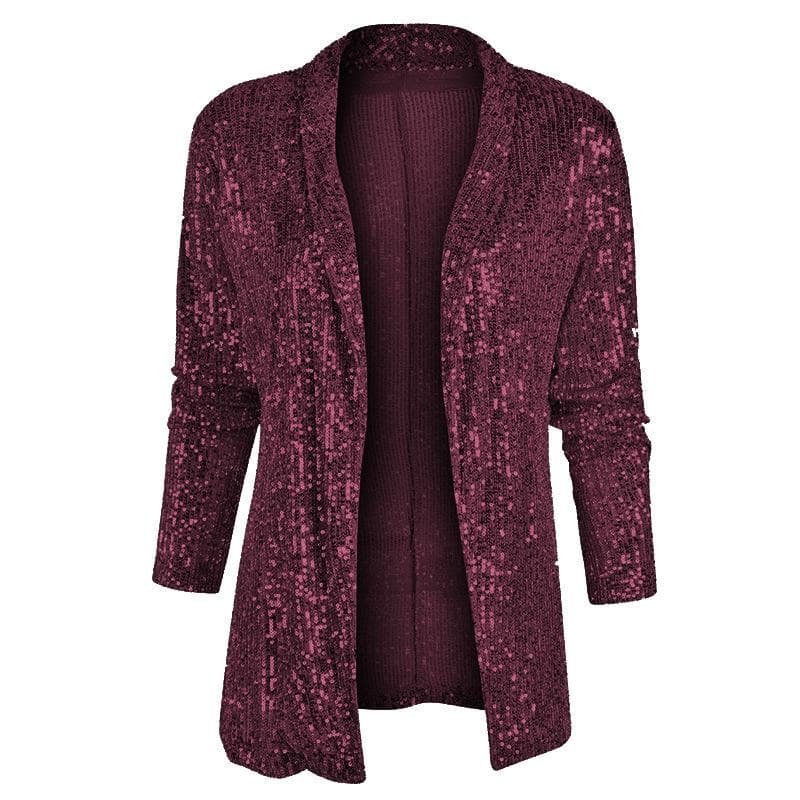 New Long-sleeved Temperament Medium and Long Small Suit Lapel Solid Color Jacket XXL